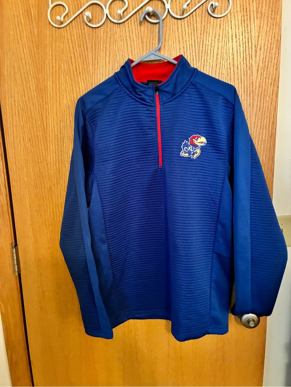 Kansas Jayhawks Blue QuarterโZip Pullover Hoodie